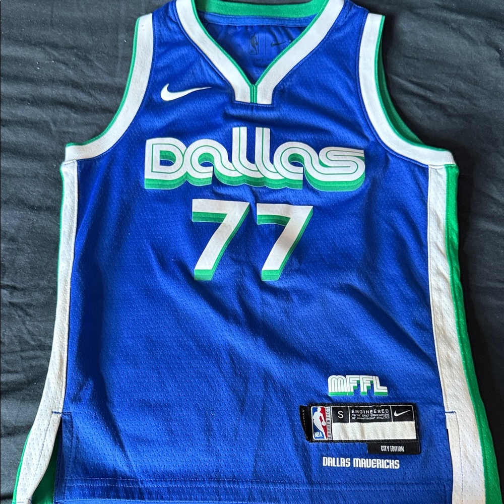 Nike Blue and Green Dallas Mavericks Jersey Doncic